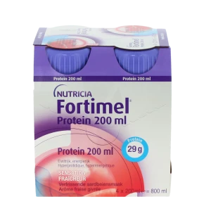 Fortimel Protein Sensation Fraîcheur Nutriment Fraise Givrée 4 Bouteilles/200ml