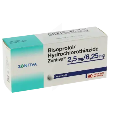 BISOPROLOL/HYDROCHLOROTHIAZIDE ZENTIVA 2,5 mg/6,25 mg, comprimé pelliculé