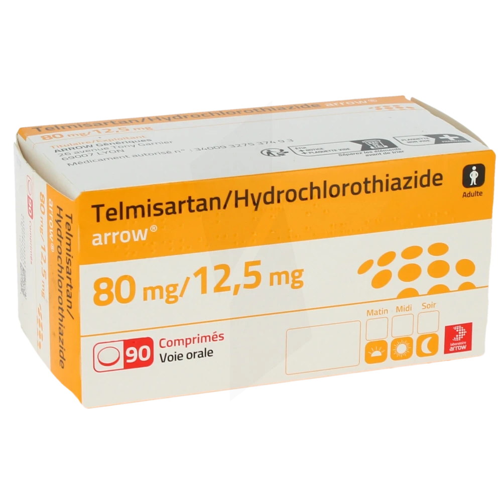 Telmisartan/hydrochlorothiazide Arrow 80 Mg/12,5 Mg, Comprimé