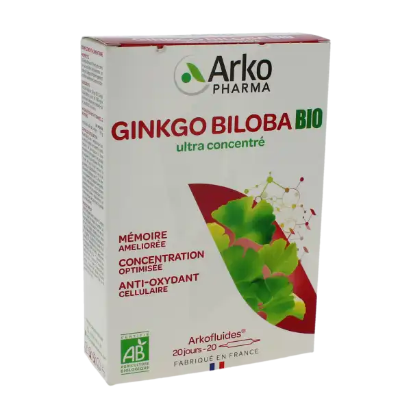 Arkofluide Bio Ultraextract Solution Buvable Mémoire Concentration 20 Ampoules/10ml