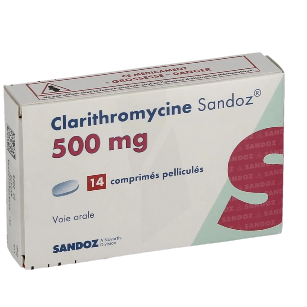 Clarithromycine Sandoz 500 Mg, Comprimé Pelliculé