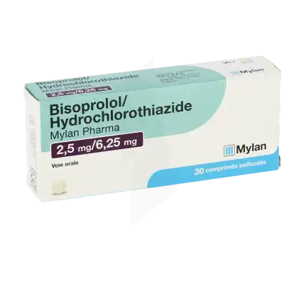 Bisoprolol/hydrochlorothiazide Viatris 2,5 Mg/6,25 Mg, Comprimé Pelliculé à COLLONGES-SOUS-SALEVE