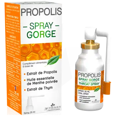 3 Chenes Propolis Spray Gorge Fl/25ml à Pau