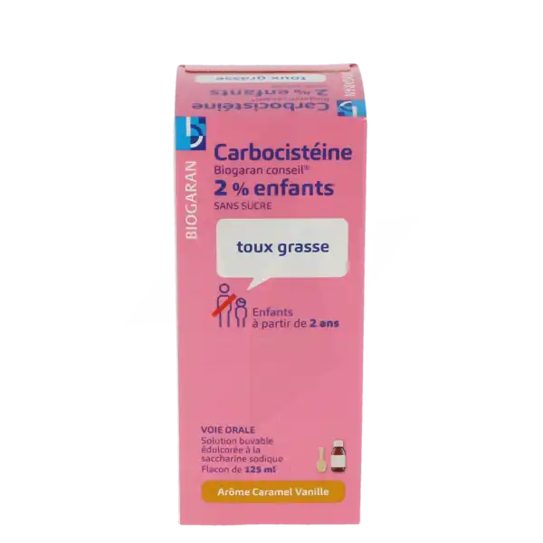 Carbocisteine Biogaran Conseil 2 % Enfants Sans Sucre, Solution Buvable édulcorée à La Saccharine Sodique