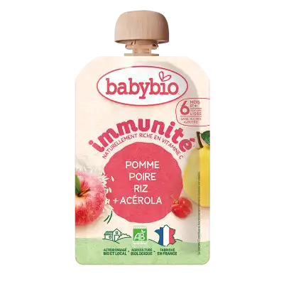 Babybio Aliment Infant Pomme Poire Riz Acérola Immunité Gourde/100g à PRUNELLI-DI-FIUMORBO