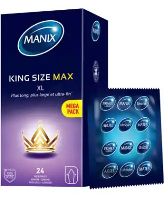 Manix King Size Max Préservatif Avec Réservoir Lubrifié B/12+2 à Drocourt