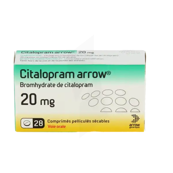 Citalopram Arrow 20 Mg, Comprimé Pelliculé Sécable