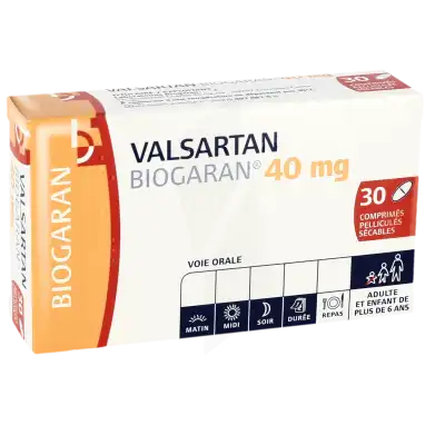 Valsartan Biogaran 40 Mg, Comprimé Pelliculé Sécable à CANALS