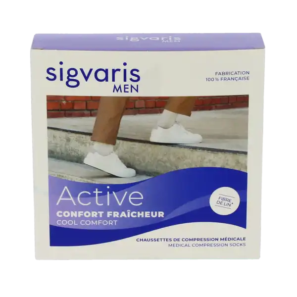 Sigvaris Active Confort FraÎcheur Chaussettes  Homme Classe 2 Écru Medium Normal