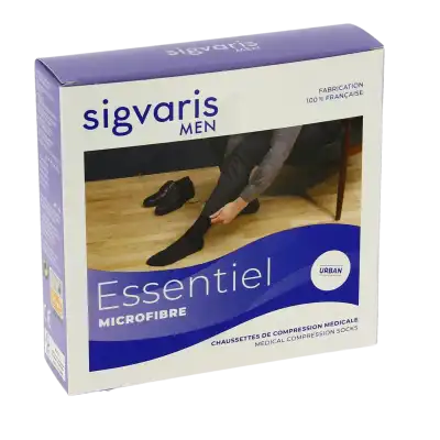Sigvaris Essentiel Microfibre Chaussettes  Homme Classe 2 Noir Large Long à Ris-Orangis