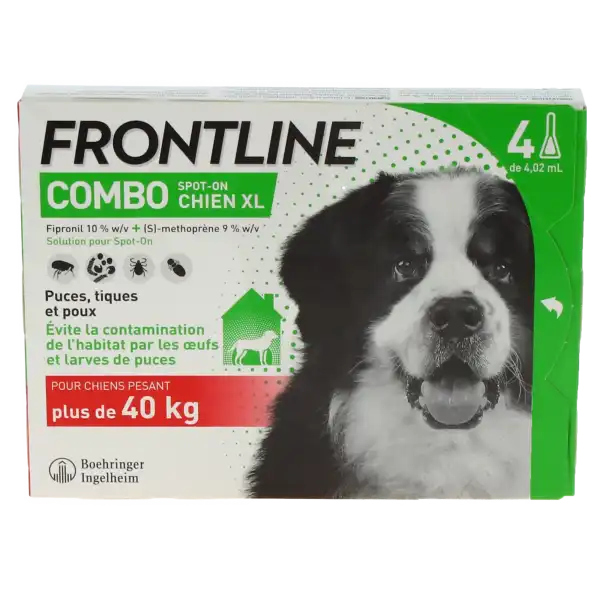 Frontline Combo 402,00 Mg / 361,80 Mg Solution Pour Spot-on Pour Chien Xl, Solution Pour Spot-on