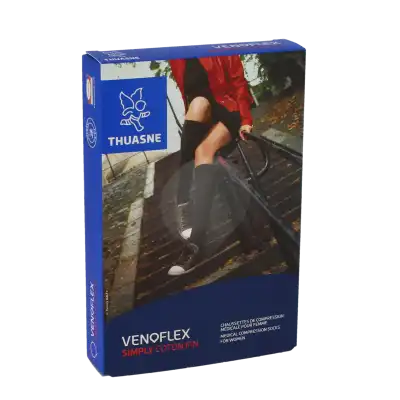 Thuasne Venoflex Simply 2 Chaussette coton fin femme noir T1N