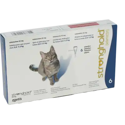 STRONGHOLD 45 MG SOLUTION POUR SPOT-ON POUR CHATS 2,6 - 7,5 KG, Solution pour spot-on