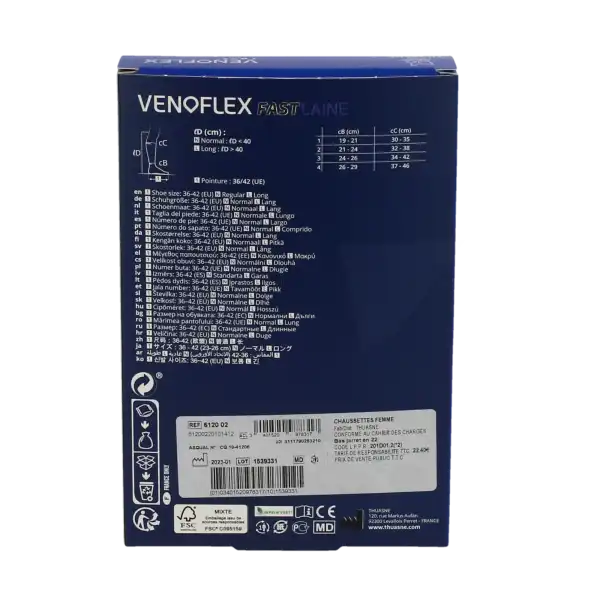 Venoflex Fast 2 Chaussette Laine Femme Torsades Anthracite Taille 1n