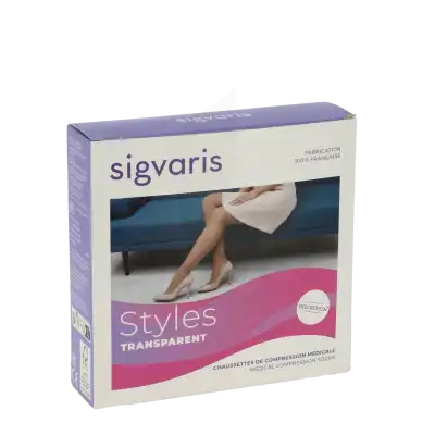 SIGVARIS STYLES TRANSPARENT CHAUSSETTES  FEMME CLASSE 2 BEIGE 120 SMALL NORMAL