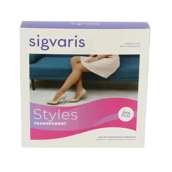 Sigvaris Styles Transparent Bas Auto-fixants  Femme Classe 2 Beige 120 Medium Normal