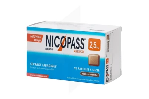 Nicopass Reglisse Menthe 2,5 Mg Sans Sucre, Pastille édulcorée à L'aspartam Et à L'acésulfame Potassique