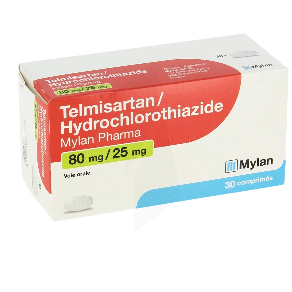 Telmisartan/hydrochlorothiazide Viatris 80 Mg/25 Mg, Comprimé