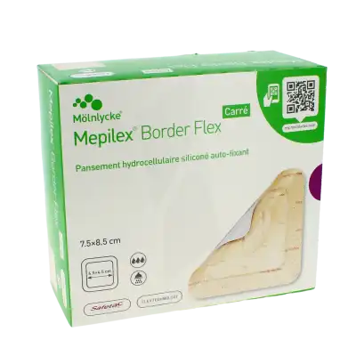 Mepilex Border Flex Carre Pansement Hydrocellulaire Adhésif Stérile Siliconé 7,5x8,5cm B/16 à Harly
