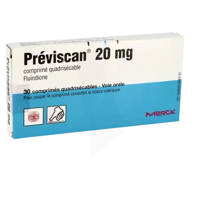 PREVISCAN 20 mg, comprimé quadrisécable