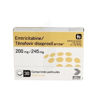 Emtricitabine/tenofovir Disoproxil Arrow 200 Mg/245 Mg, Comprimé Pelliculé