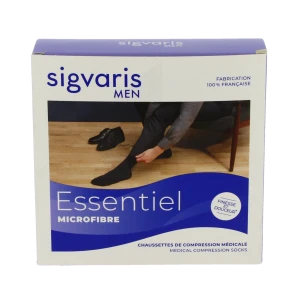 Sigvaris Essentiel Microfibre Chaussettes  Homme Classe 2 Gris Anthracite Large Normal