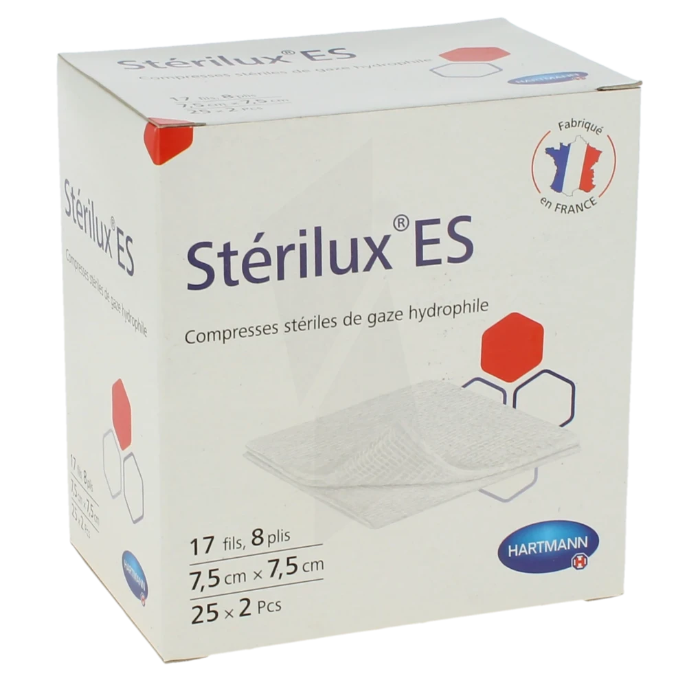 Sterilux Es Compr Gaze Stérile 7,5x7,5cm 25sach/2