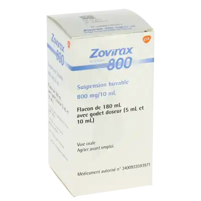 ZOVIRAX 800 mg/10 mL, suspension buvable en flacon