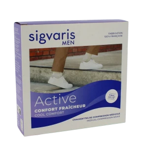 Sigvaris Active Confort Fraîcheur Origin Lin Chaussette Classe 2 Homme Noir Long M