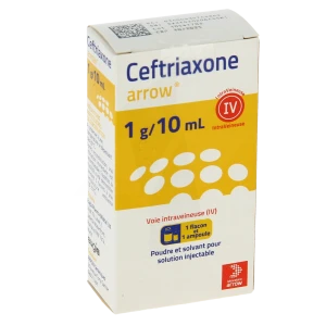 Ceftriaxone Arrow 1 G/10 Ml, Poudre Et Solvant Pour Solution Injectable (iv)