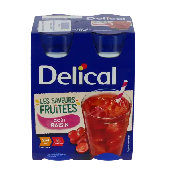 Delical Boisson Fruitee Nutriment Saveur Raisin 4bouteilles/200ml