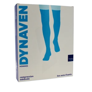 Sigvaris Dynaven Semi-opaque Fin Bas Auto-fixants Classe 3 Homme Noir Long M