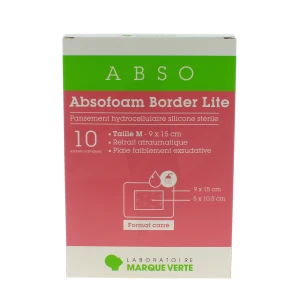 Absofoam Border Lite Pansement Hydrocel Tail M(9x15 Cm)bt10