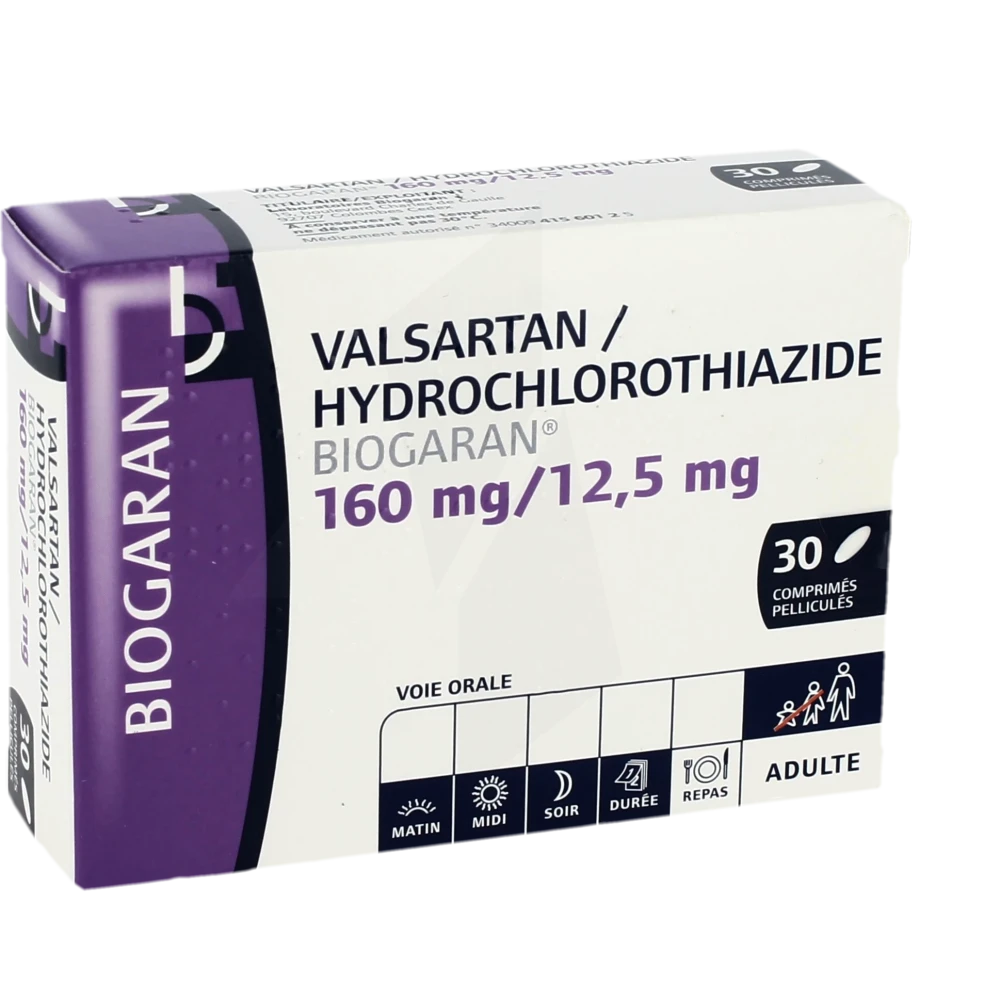 Valsartan Hydrochlorothiazide Biogaran 160 Mg/12,5 Mg, Comprimé Pelliculé