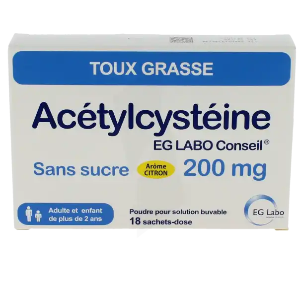 Acetylcysteine Eg Labo Conseil 200 Mg Sans Sucre, Poudre Pour Solution Buvable En Sachet-dose
