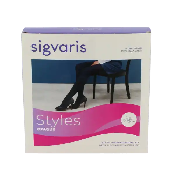 Sigvaris Styles Opaque Bas Auto-fixants  Femme Classe 2 Noir Medium Normal