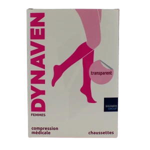 Sigvaris Dynaven Transparent Chaussette Classe 2 Femme Noir Long L