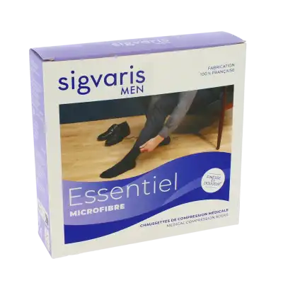 Sigvaris Essentiel Microfibre Chaussettes  Homme Classe 2 Noir Small Normal à Ris-Orangis