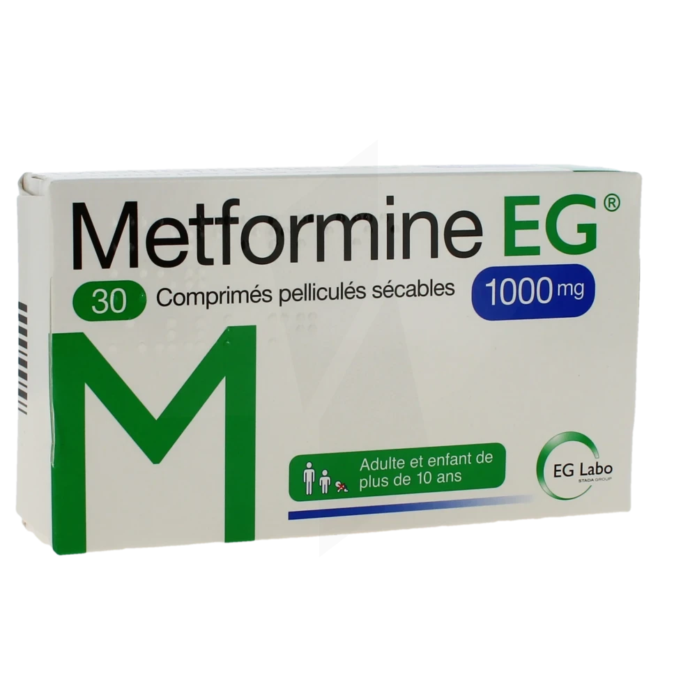 Metformine Eg 1000 Mg, Comprimé Pelliculé Sécable