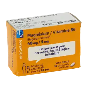 Magnesium/vitamine B6 Biogaran Conseil 48 Mg/5 Mg, Comprimé Pelliculé à RUMILLY