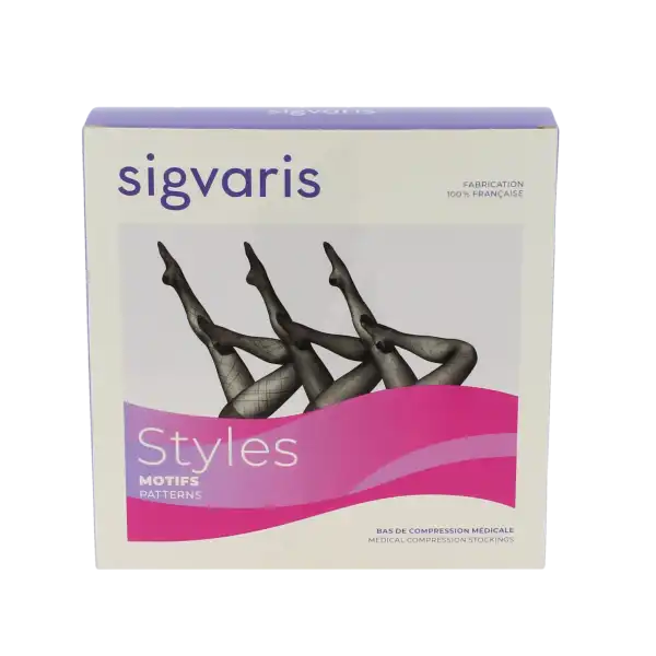 Sigvaris Styles Motifs Plumetis Bas Auto-fixants Classe 2 Femme Noir Normal S