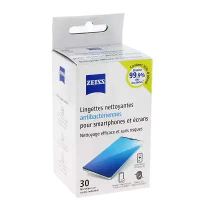 Zeiss Lingette Nettoyante Antibactérienne Smartphone écran 30 Sachets à Mûrs-Erigné