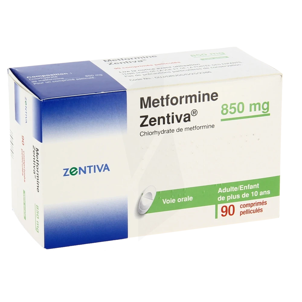 Metformine Zentiva 850 Mg, Comprimé Pelliculé