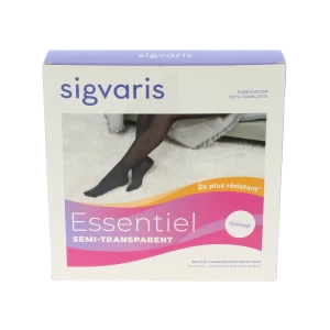 Sigvaris Essentiel Semi-transparent Bas Auto-fixants  Femme Classe 2 Noir X Large Long