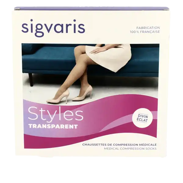 Sigvaris Styles Transparent Chaussettes  Femme Classe 2 Beige 130 Medium Long