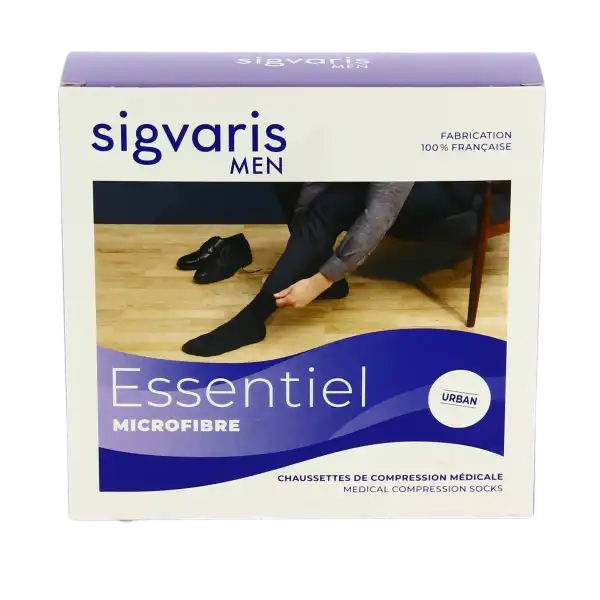 Sigvaris Essentiel Microfibre Chaussettes  Homme Classe 2 Noir Medium Long