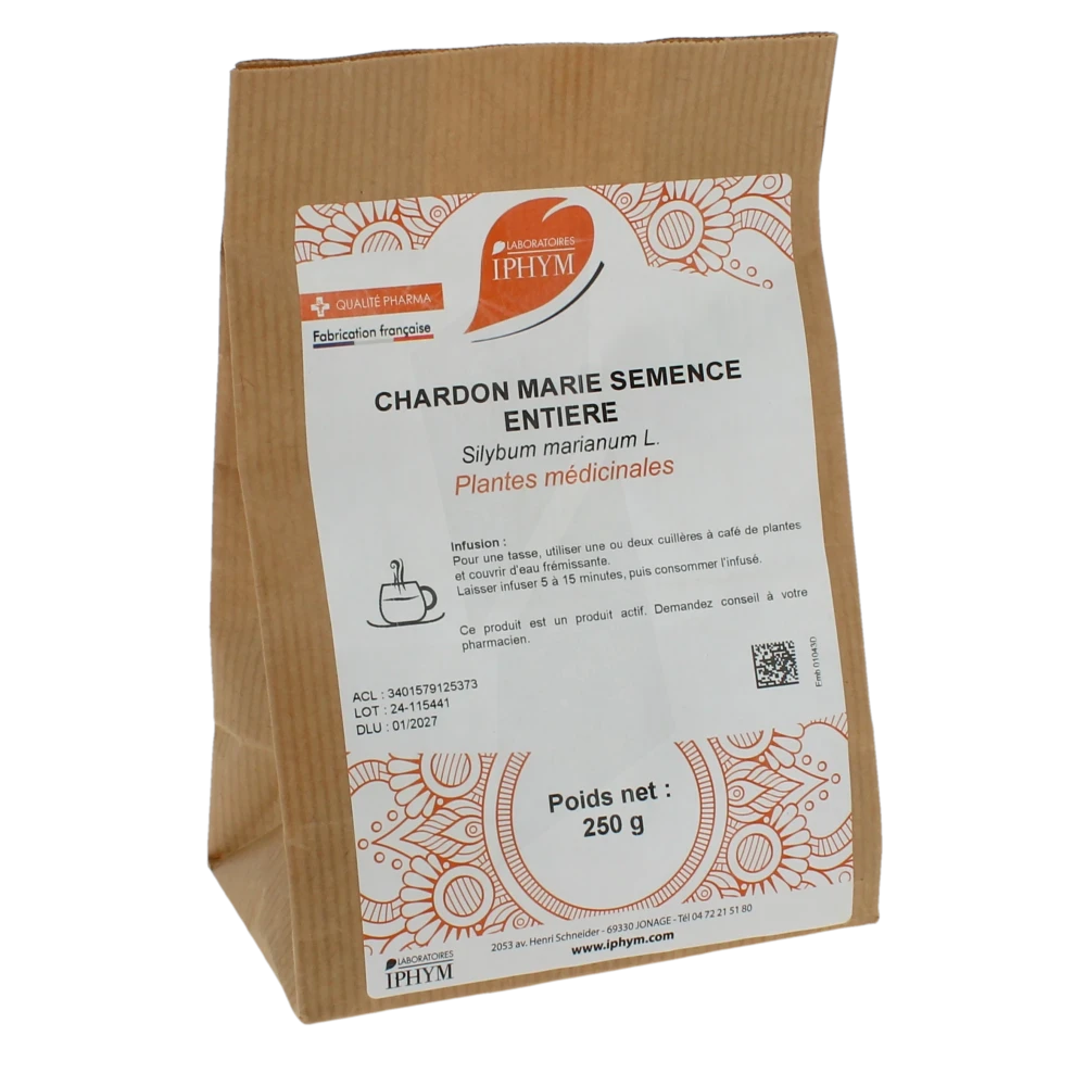 Iphym Santé Chardon Marie Plantes En Vrac Entières Et Coupées 250g