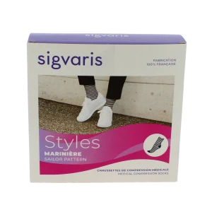 Sigvaris Styles Marinière Chaussette Classe 2 Femme Ecru/blanc Long S