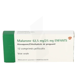 Malarone 62,5 Mg/25 Mg Enfants, Comprimé Pelliculé