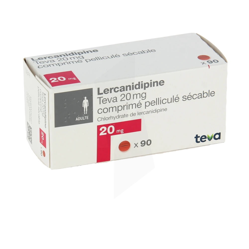 Lercanidipine Teva 20 Mg, Comprimé Pelliculé Sécable